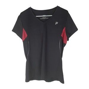 Fila Sport Dark Gray & Pink Athletic Top Short Sleeved Shirt Womens Large